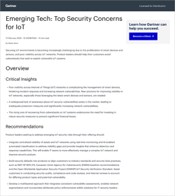 Gartner Emerging Tech - Top Security Concerns for IoT Gartner Emerging Tech - Top Security Concerns for IoT